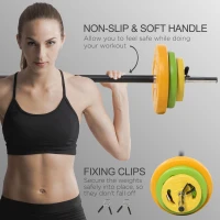 Soozier 44lbs Adjustable Barbell Weight Set with Non-slip Handle for Home Gym(m-6)