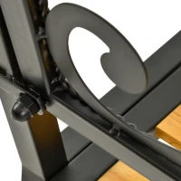 Outsunny Garden Bench for Outdoor, 2-person Patio Bench with Steel and Wood Frame, Floral Rose Accent, Loveseat Furniture for Lawn, Deck, Yard, Porch and Entryway, Natural(m-9)