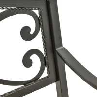 Outsunny Garden Bench for Outdoor, 2-person Patio Bench with Steel and Wood Frame, Floral Rose Accent, Loveseat Furniture for Lawn, Deck, Yard, Porch and Entryway, Natural(m-10)