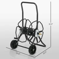 Outsunny Garden Hose Reel Cart, Portable Water Hose Cart Hold Up to 98' of 5/8" Hose (Hose Not Included), Black(m-3)