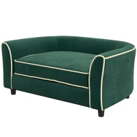 PawHut Pet Couch, Dog Bed for Small and Medium Dogs with Soft Cushion, Washable and Removable Cover, Dark Green(m-1)