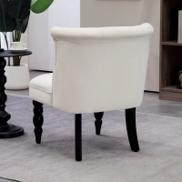 HOMCOM Accent Armchair, Vintage Lounge Chair with Button Tufted Back, Turned Legs for Living Room, Dining Room, Cream White(m-7)