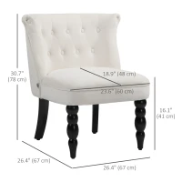 HOMCOM Accent Armchair, Vintage Lounge Chair with Button Tufted Back, Turned Legs for Living Room, Dining Room, Cream White(m-3)