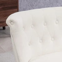 HOMCOM Accent Armchair, Vintage Lounge Chair with Button Tufted Back, Turned Legs for Living Room, Dining Room, Cream White(m-9)