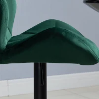 HOMCOM Bar Stool Set of 2 Fabric Adjustable Height Armless Upholstered Counter Chairs with Swivel Seat, Green(m-8)