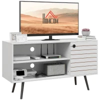 HOMCOM TV Stand Cabinet for 50-Inch, TV Table with Charging Station, Television Stand with Open Shelves, Door and Cable Holes(m-12)