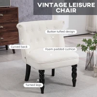 HOMCOM Accent Armchair, Vintage Lounge Chair with Button Tufted Back, Turned Legs for Living Room, Dining Room, Cream White(m-5)
