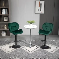 HOMCOM Bar Stool Set of 2 Fabric Adjustable Height Armless Upholstered Counter Chairs with Swivel Seat, Green(m-1)