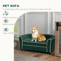 PawHut Pet Couch, Dog Bed for Small and Medium Dogs with Soft Cushion, Washable and Removable Cover, Dark Green(m-6)