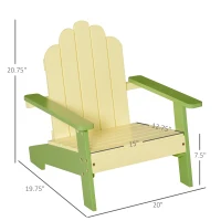 Outsunny Kids Adirondack Chair Wooden Classic Lounge Indoor for Backyard Deck Beach Garden Room 20" x 19.75" x 20.75" Green(m-3)