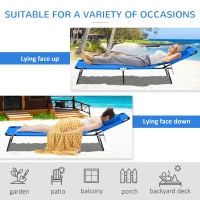 Outsunny Folding Outdoor Lounge Chair, Portable Reclining Beach Lounger with Face Hole, Detachable Pillow, 4-Position Adjustable Backrest, For Patio, Garden, Poolside, Blue(m-5)