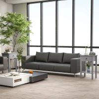 HOMCOM End Tables Set of 2, Side Tables with Drawer and Bottom Shelf, 2-tier Nightstand for Bedroom, Living Room, Grey(m-1)