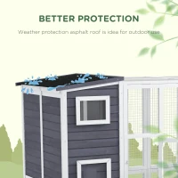 PawHut Wooden Outdoor Catio with Platforms, Asphalt Roof, Ramps, Light Gray(m-6)