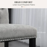 HOMCOM Fabric Bar Stool Set of 2, Tall 25.6" Seat Height Bar Chairs with Tufted Back & Wood Legs, Light Grey(m-6)