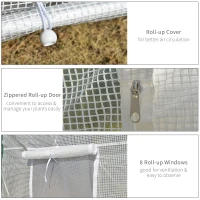 Outsunny 20' x 10' x 8' Heavy-duty Greenhouse, Walk-in Hot House with Windows and Roll Up Door, PE Cover, Steel Frame, White(m-5)
