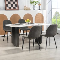 HOMCOM Retro Dining Table Chairs Set of 4, PU Leather Upholstered Kitchen Table Chairs for Living Room, Bedroom(m-7)