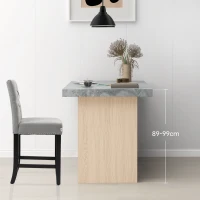 HOMCOM Fabric Bar Stool Set of 2, Tall 25.6" Seat Height Bar Chairs with Tufted Back & Wood Legs, Light Grey(m-7)