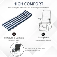 Outsunny Set of 2 Garden Sun Lounger Outdoor Reclining Seat Cushioned Seat Foldable Adjustable Recliner White and Blue(m-4)