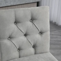 HOMCOM Fabric Bar Stool Set of 2, Tall 25.6" Seat Height Bar Chairs with Tufted Back & Wood Legs, Light Grey(m-10)