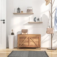 HOMCOM Storage Chest, Farmhouse Lift Top Box Organizer with Safety Hinge, for Bedroom, Entryway, Living Room, Brown Oak(m-8)