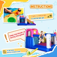 Outsunny Kids 5 in 1 Inflatable Bounce Castle House, Trampoline Water Slide Pool Climbing Wall with Inflator for Kids Age 3-12 Summer 12.4' x 10.5' x 6.9' - Multi-color(m-7)