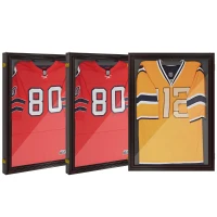 HOMCOM Set of 3 Jersey Display Frame Case, Acrylic Sports Shirt Shadow Box for Basketball Football Baseball, 23.5" x 31.5", Brown(m-2)