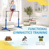 Soozier Gymnastics Bar for Kids, Adjustable Height Kip Bar for Home, Blue(m-5)
