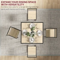 HOMCOM 3-Piece Dining Room Set, Industrial Kitchen Table Set with Rectangular Table and 2 Dining Chairs, Oak(m-7)