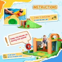 Outsunny 7-in-1 Inflatable Water Slide, Kids Castle Bounce House Includes Slide, trampoline, Pool, Water Cannon, Ball-target, Boxing Post, Tunnel with Carry Bag, Repair Patches, 750W Air Blower(m-7)