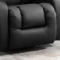 HOMCOM Vibration Massage Recliner Chair for Living Room with Heat,  Swivel Single Sofa, Modern PU Leather Manual Reclining Chair with Footrest, Black(m-9)