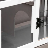 PawHut Elevated Rabbit Hutch with Hinged Roof & Metal Cage - Secure Outdoor Shelter for Small Animals, Easy Access Design(m-8)