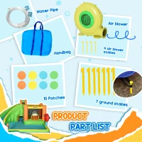 Outsunny 7-in-1 Inflatable Water Slide, Kids Castle Bounce House Includes Slide, trampoline, Pool, Water Cannon, Ball-target, Boxing Post, Tunnel with Carry Bag, Repair Patches, 750W Air Blower(m-5)