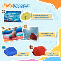 Outsunny 6-in-1 Inflatable Water Slide, Kids Castle Bounce House with Slide, Trampoline, Basket Hoop, Pool, Cannon, Climbing Wall Includes Carry Bag, Repair Patches, Basketball, 680W Air Blower(m-8)