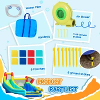 Outsunny 5-in-1 Inflatable Water Slide Kids Bounce House Water Park Jumping Castle Includes Trampoline Slide Water Pool Cannon Climbing Wall with Carry Bag, Repair Patches, 450W Air Blower(m-5)