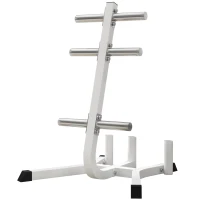 Soozier 2-Inch Weight Plate Rack with Barbell Bar Holders, Olympic Weight Tree, 660 lbs. Capacity, White(m-1)