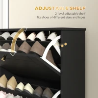 HOMCOM Narrow Shoe Storage with 3 Flip Drawers and Adjustable Shelves, Shoe Cabinet Organizer for 12 Pairs of Shoes, Black(m-5)