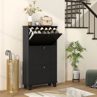 HOMCOM Narrow Shoe Storage with 3 Flip Drawers and Adjustable Shelves, Shoe Cabinet Organizer for 12 Pairs of Shoes, Black(m-1)