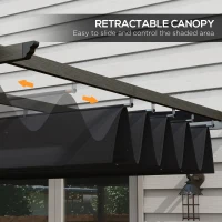 Outsunny 10' x 12' Retractable Pergola Canopy, Aluminum Pergola Sun Shade Shelter for Garden, Patio, Backyard, Deck, Gray(m-4)