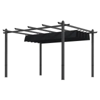 Outsunny 10' x 12' Retractable Pergola Canopy, Aluminum Pergola Sun Shade Shelter for Garden, Patio, Backyard, Deck, Gray(m-1)