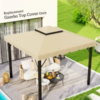 Outsunny 10' x 10' Gazebo Replacement Canopy, Gazebo Top Cover with Double Vented Roof for Garden Patio Outdoor TOP ONLY, Beige(m-1)
