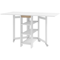 HOMCOM Folding Dining Table with Storage, Drop Leaf Kitchen Table for ...