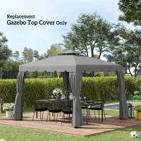 Outsunny 10' x 10' Gazebo Replacement Canopy, Gazebo Top Cover with Double Vented Roof for Garden Patio Outdoor TOP ONLY, Grey(m-7)