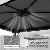 Outsunny 10' x 10' Gazebo Replacement Canopy, Gazebo Top Cover with Double Vented Roof for Garden Patio Outdoor TOP ONLY, Grey(m-4)