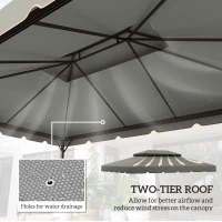 Outsunny 13' x 10' Gazebo Replacement Canopy, Gazebo Top Cover with Double Vented Roof for Garden Patio(TOP ONLY), Grey(m-4)