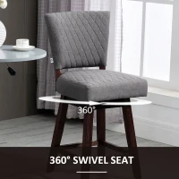 HOMCOM 2 Pieces Swivel Bar Stools, Counter Height Stools Set of 2 with Wood Legs and Footrests for Dining Room, Dark Grey(m-6)