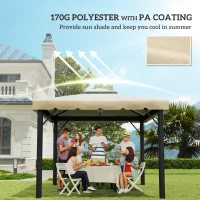 Outsunny 10' x 10' Gazebo Replacement Canopy, Gazebo Top Cover with Double Vented Roof for Garden Patio Outdoor TOP ONLY, Beige(m-6)