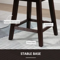 HOMCOM 2 Pieces Swivel Bar Stools, Counter Height Stools Set of 2 with Wood Legs and Footrests for Dining Room, Dark Grey(m-5)