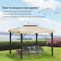 Outsunny 10' x 10' Gazebo Replacement Canopy, Gazebo Top Cover with Double Vented Roof for Garden Patio Outdoor TOP ONLY, Beige(m-3)