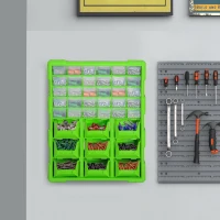 DURHAND Plastic 39 Drawer Parts Organiser Wall Mount Storage Cabinet for Small Nuts Bolts Tool Green(m-1)