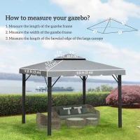 Outsunny 10' x 10' Gazebo Replacement Canopy, Gazebo Top Cover with Double Vented Roof for Garden Patio Outdoor TOP ONLY, Grey(m-3)